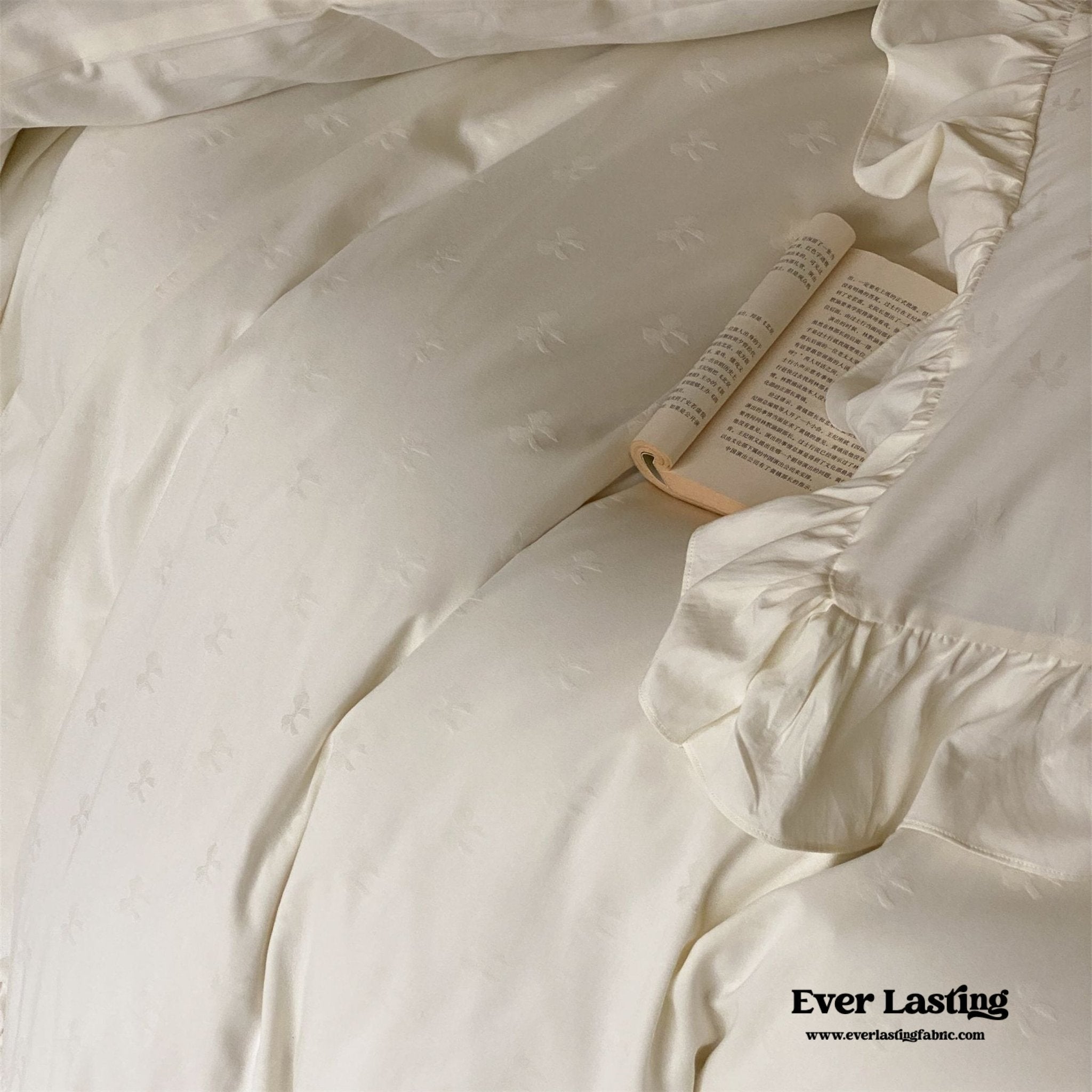 Mimi Ribbon Ruffle White Bedding Set - Ever Lasting