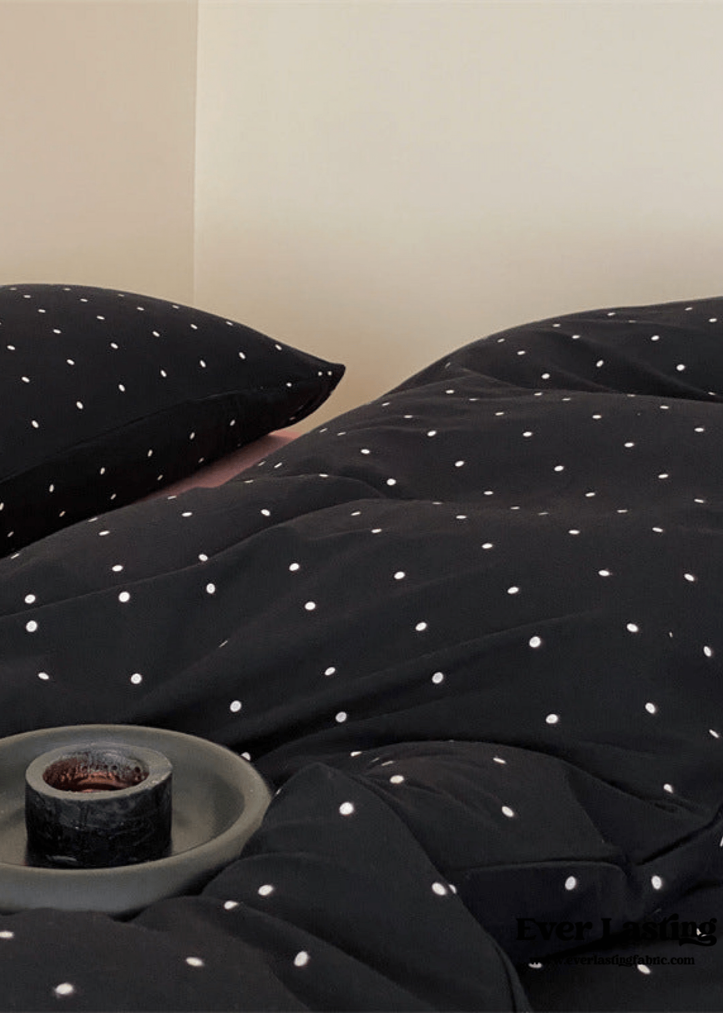 Mini Polka Dot Jersey Knit Bedding Set / Black + Pink - Ever Lasting