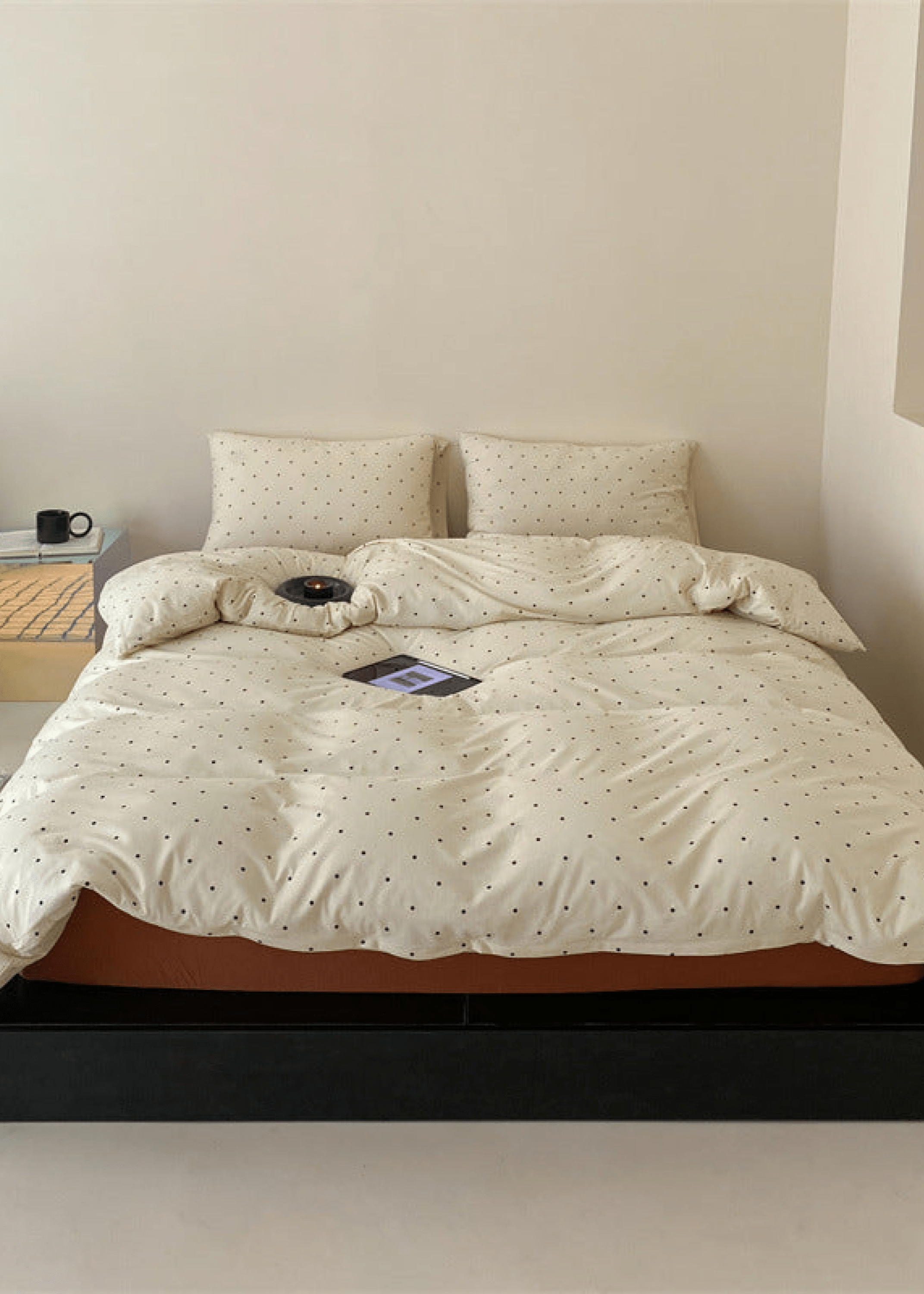 - Ever Lasting - Mini Polka Dot Jersey Knit Bedding Set / Black + Pink - Bedding Set - Ever Lasting