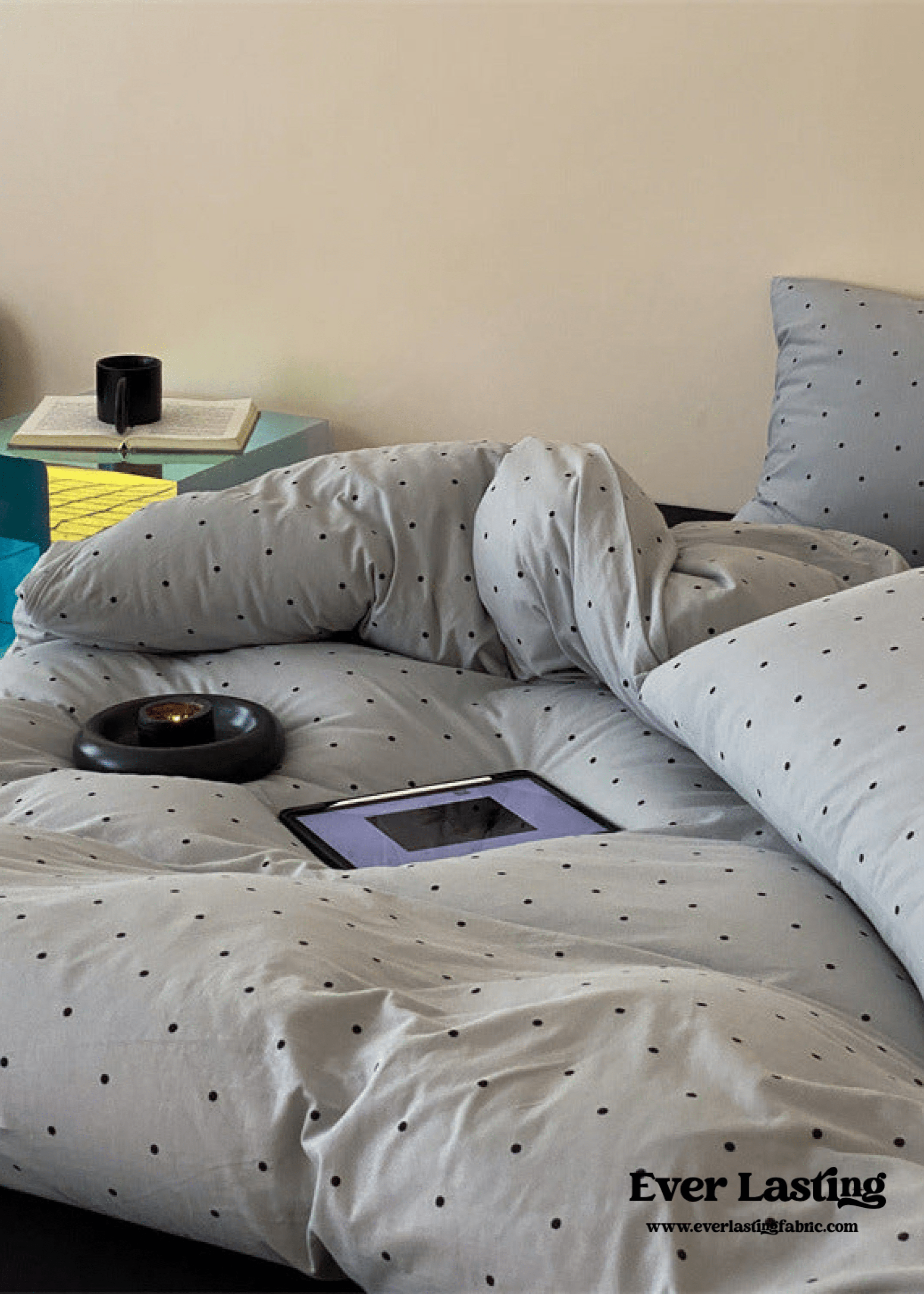 - Ever Lasting - Mini Polka Dot Jersey Knit Bedding Set / Black + Pink - Bedding Set - Ever Lasting