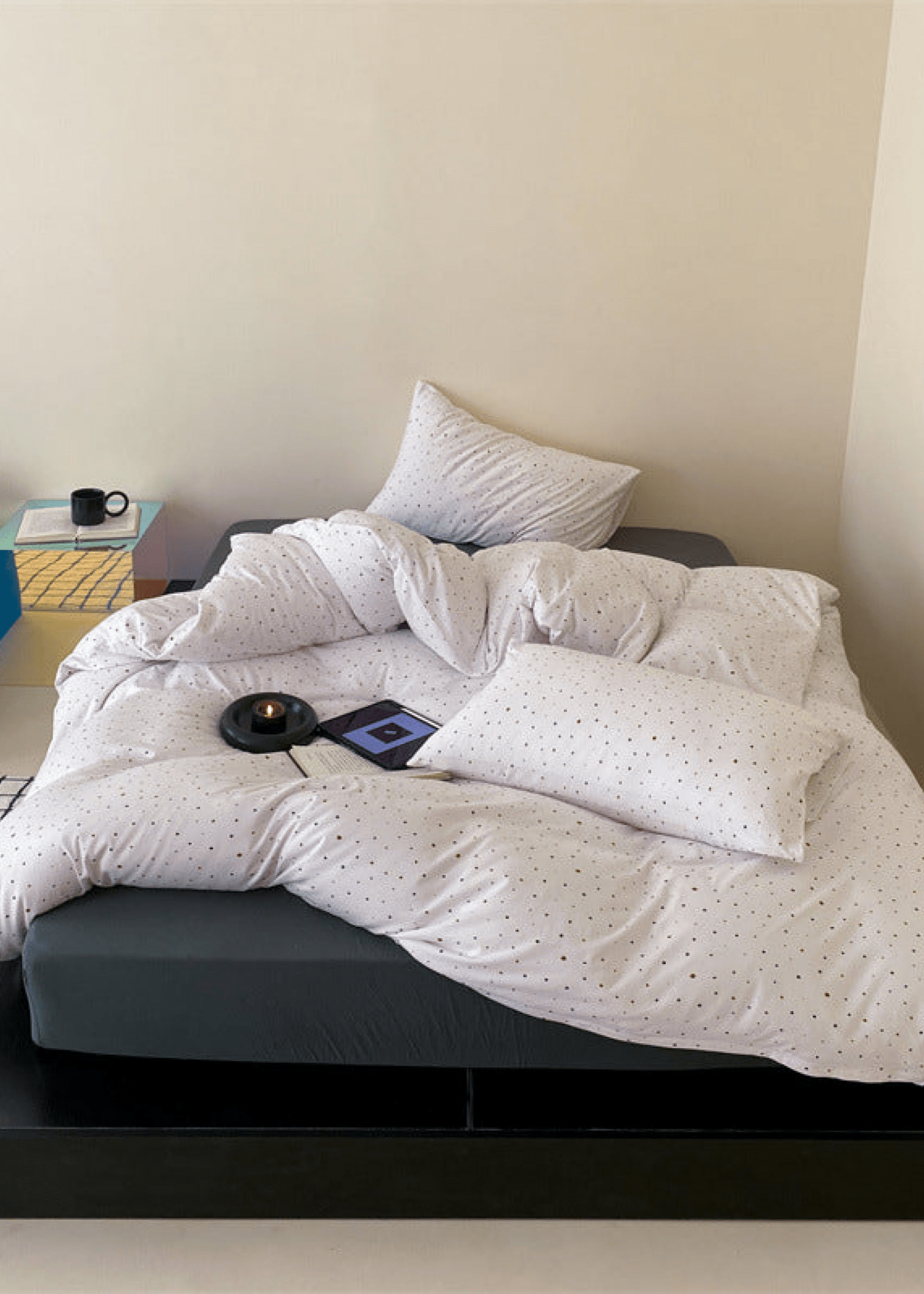 - Ever Lasting - Mini Polka Dot Jersey Knit Bedding Set / Black + Pink - Bedding Set - Ever Lasting