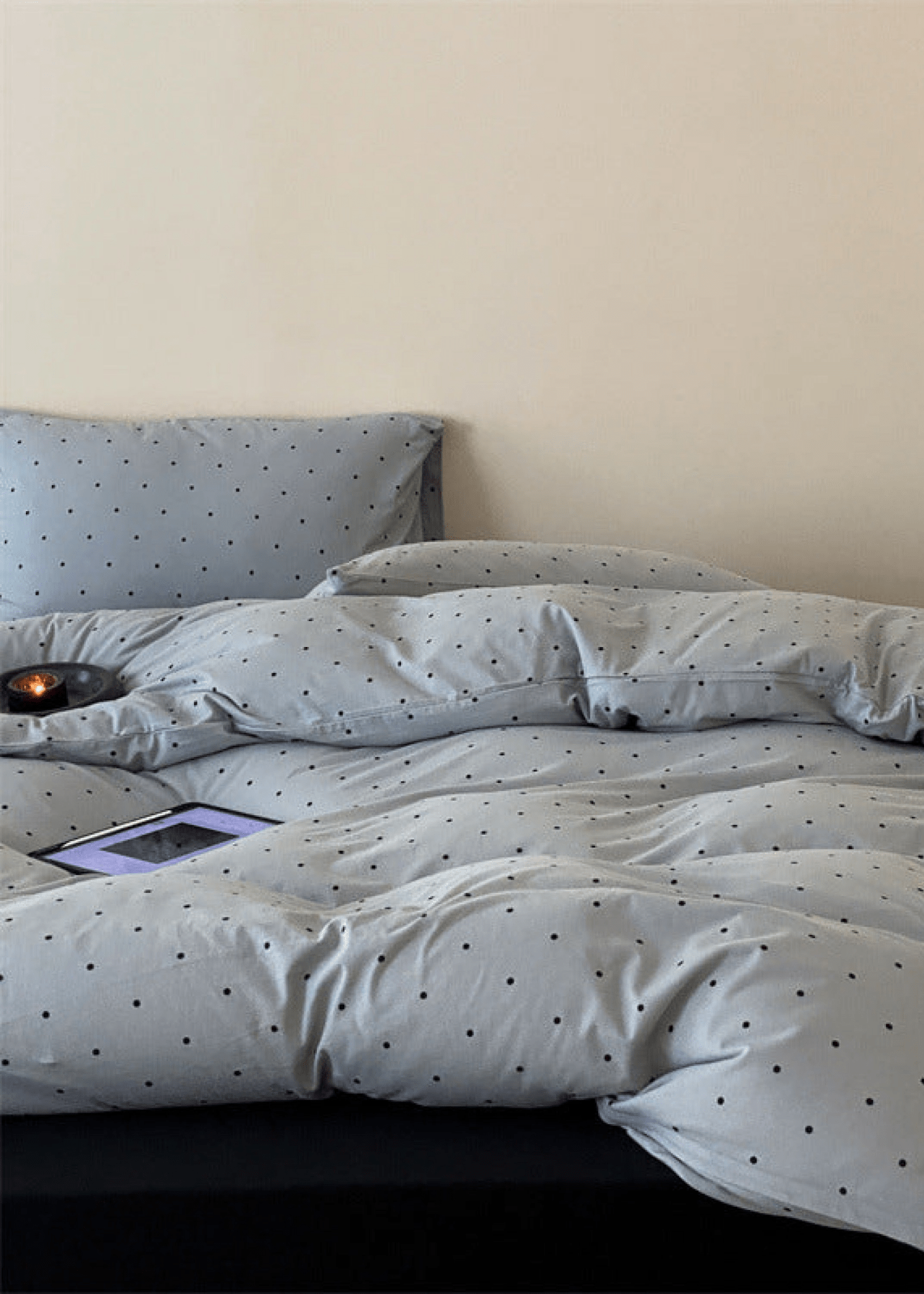 Mini Polka Dot Jersey Knit Bedding Set / Blue + Black - Ever Lasting