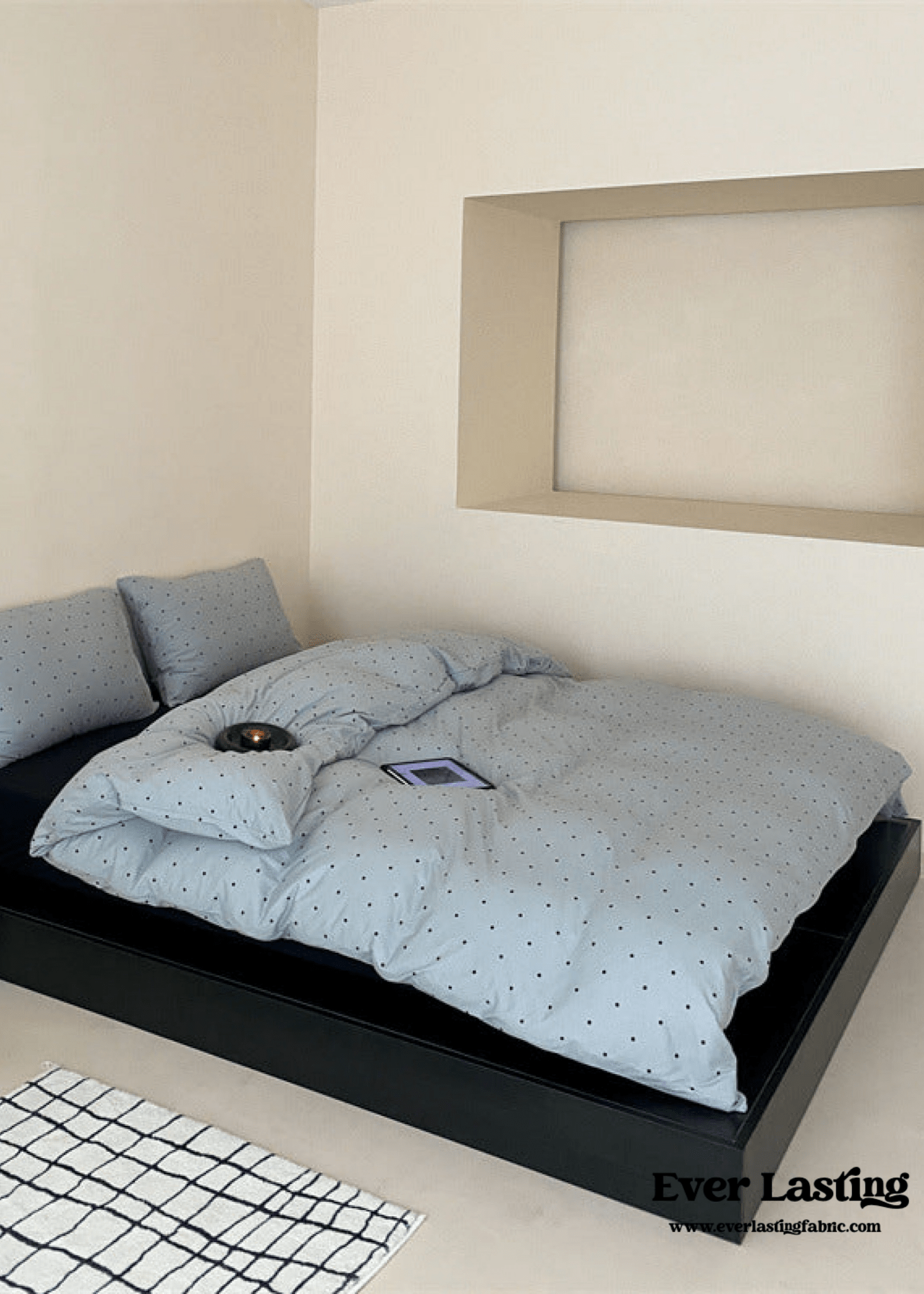 Mini Polka Dot Jersey Knit Bedding Set / Blue + Black - Ever Lasting