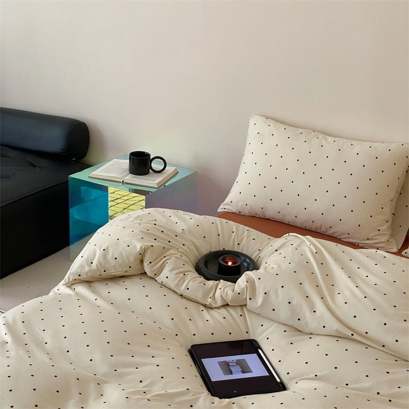 - Ever Lasting - Mini Polka Dot Jersey Knit Bedding Set / Blue + Black - Bedding Set - Ever Lasting