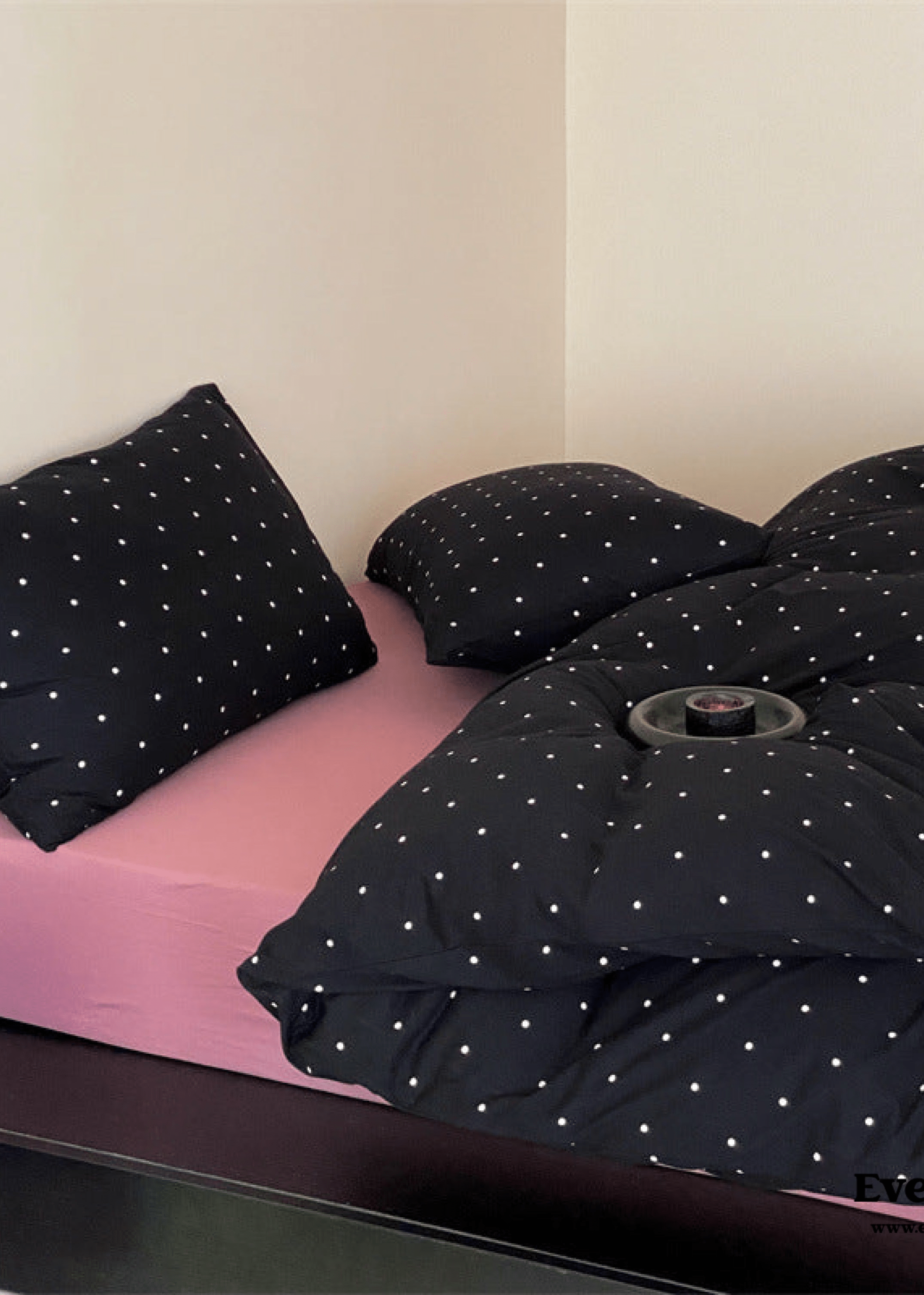- Ever Lasting - Mini Polka Dot Jersey Knit Bedding Set / Blue + Black - Bedding Set - Ever Lasting