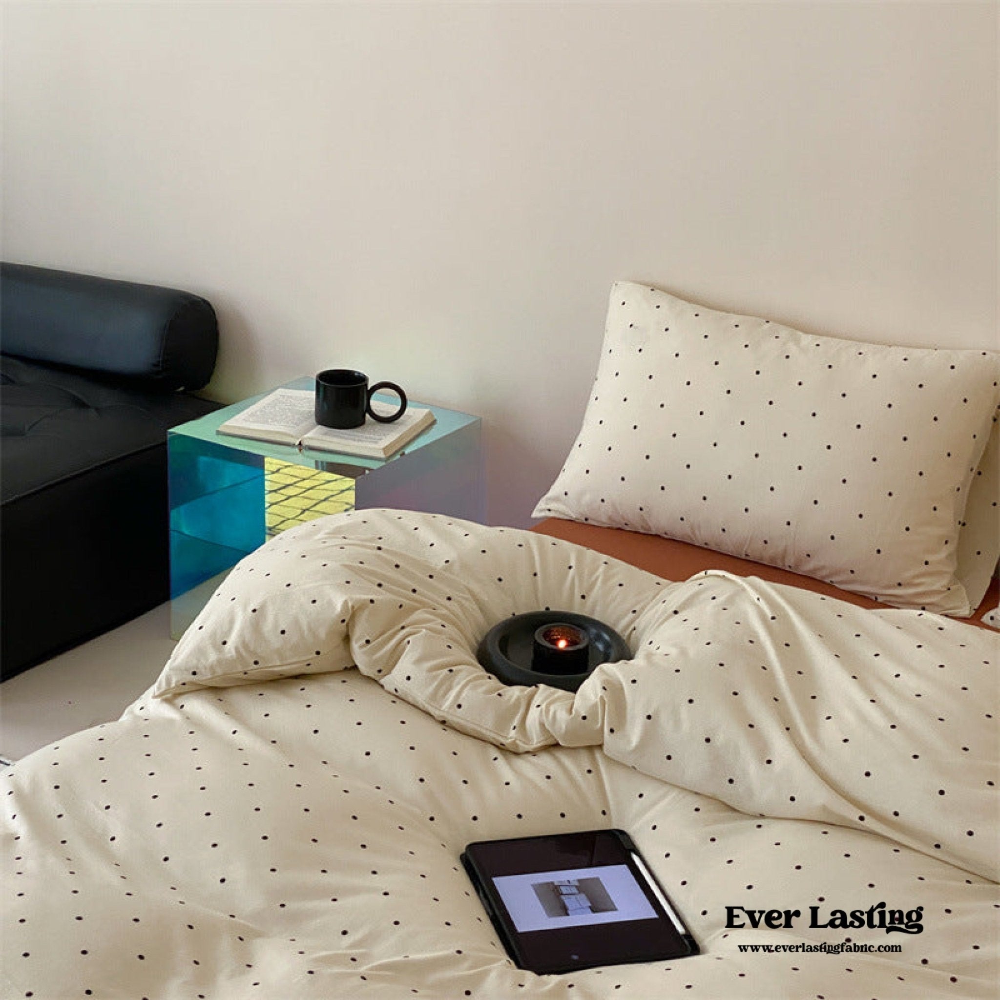 Mini Polka Dot Jersey Knit Bedding Set / White - Ever Lasting