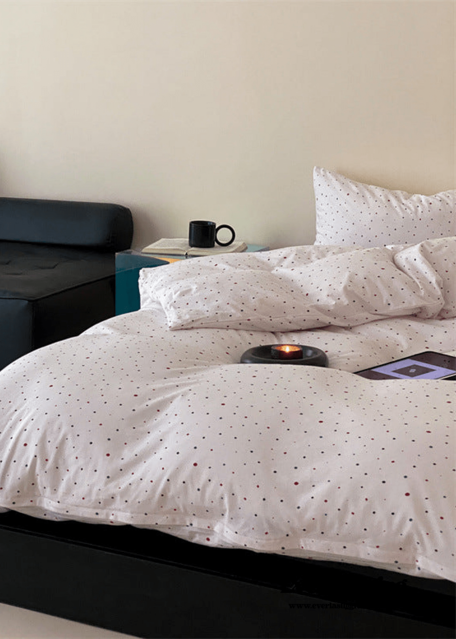 Mini Polka Dot Jersey Knit Bedding Set / White - Ever Lasting