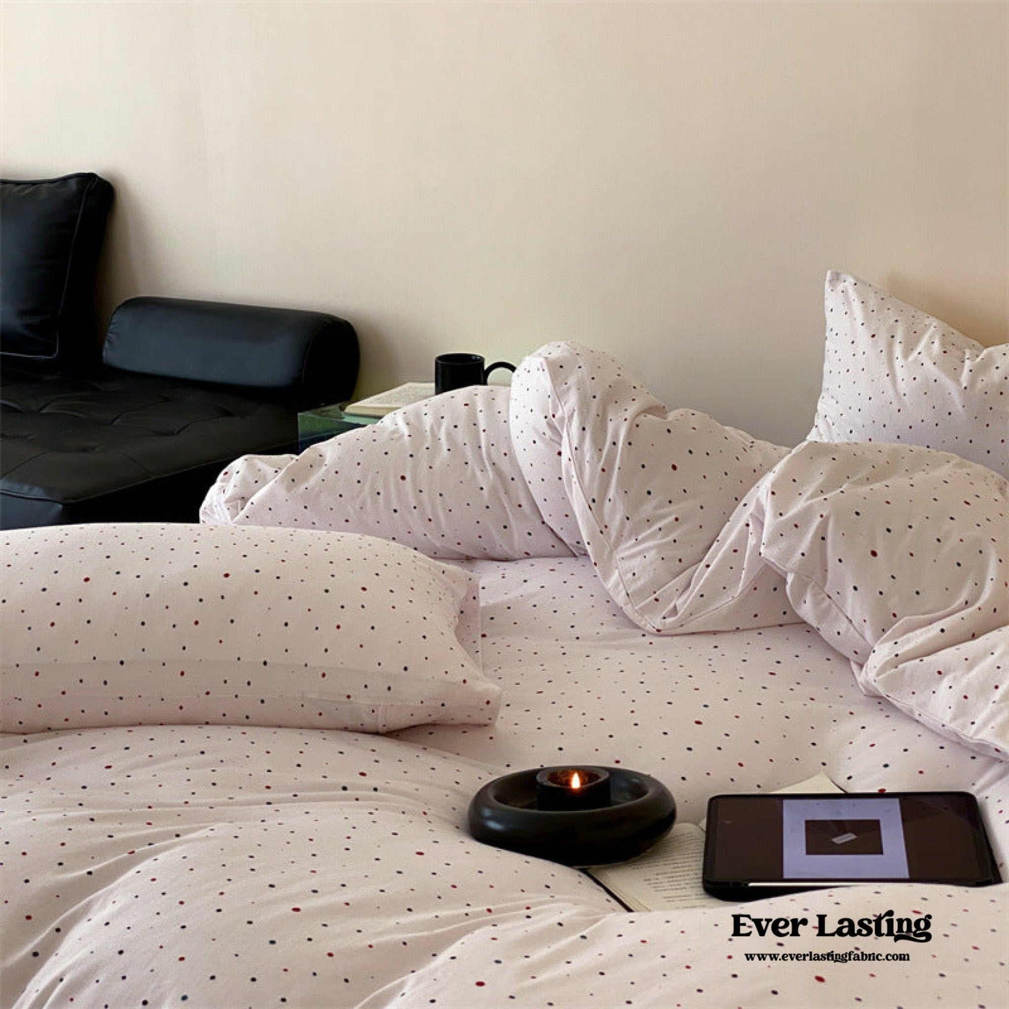Mini Polka Dot Jersey Knit Bedding Set / White - Ever Lasting