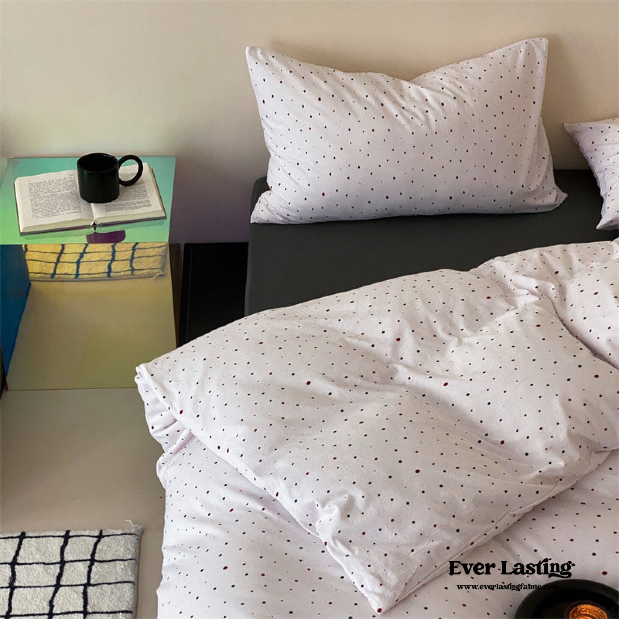 Mini Polka Dot Jersey Knit Bedding Set / White - Ever Lasting