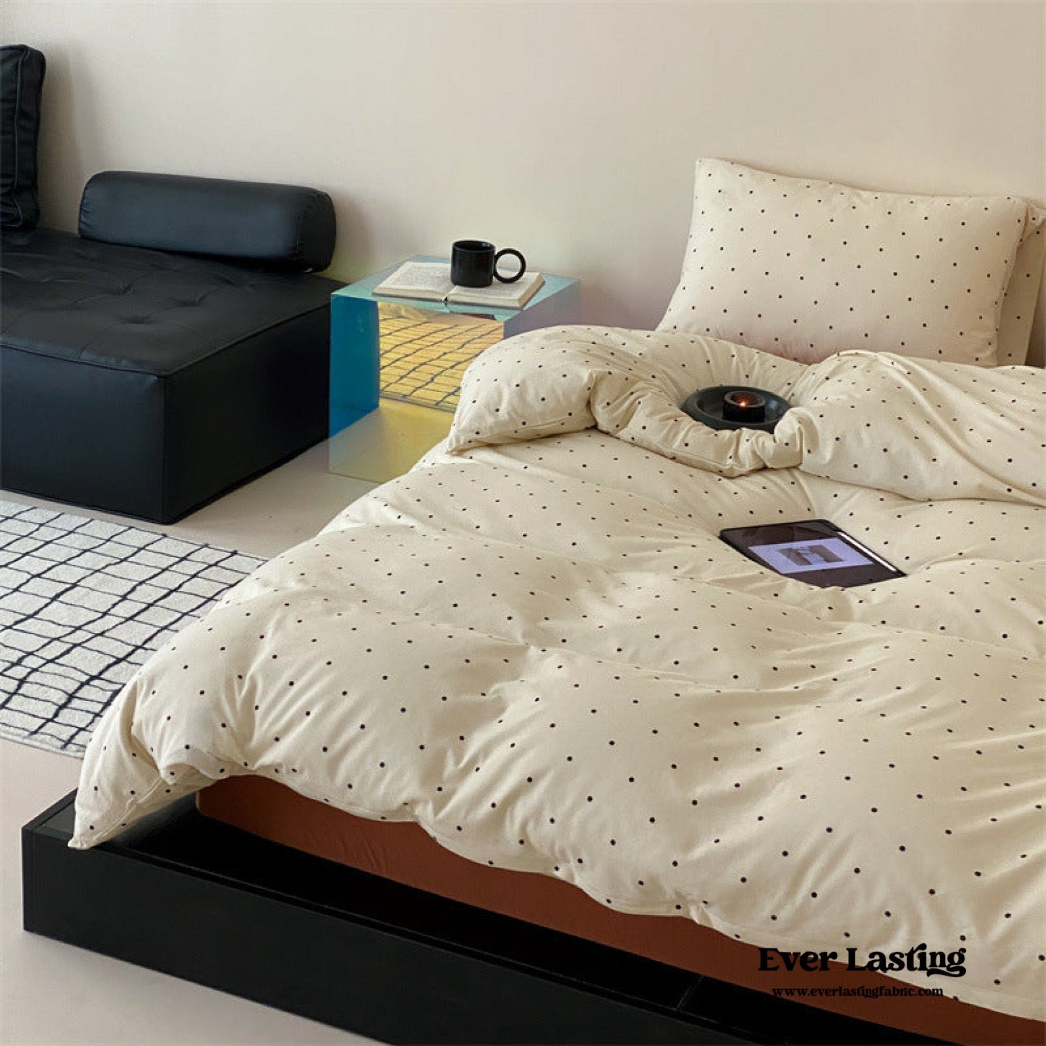 Mini Polka Dot Jersey Knit Bedding Set / White - Ever Lasting