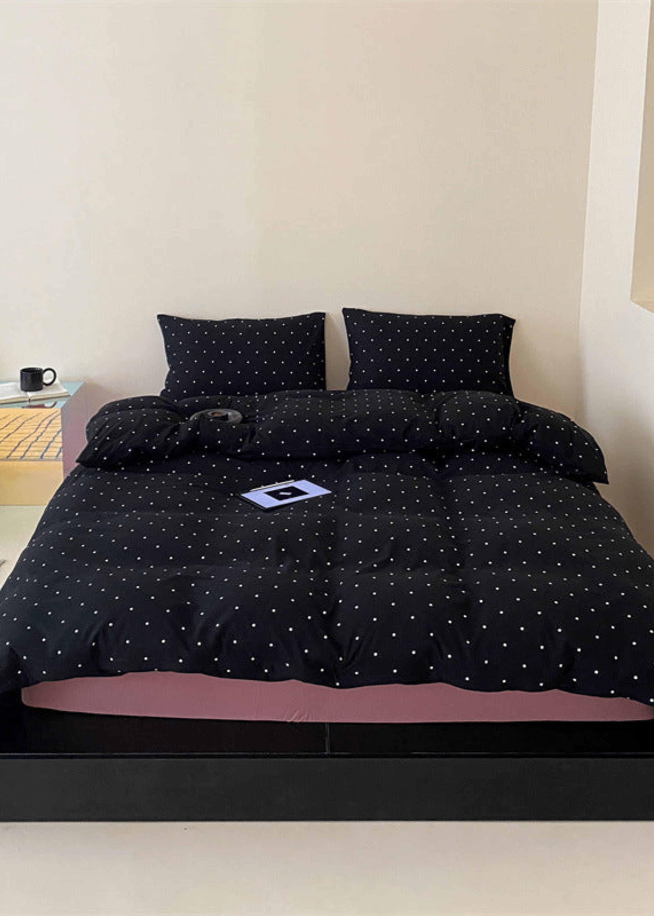 - Ever Lasting - Mini Polka Dot Jersey Knit Bedding Set / White - Bedding Set - Ever Lasting