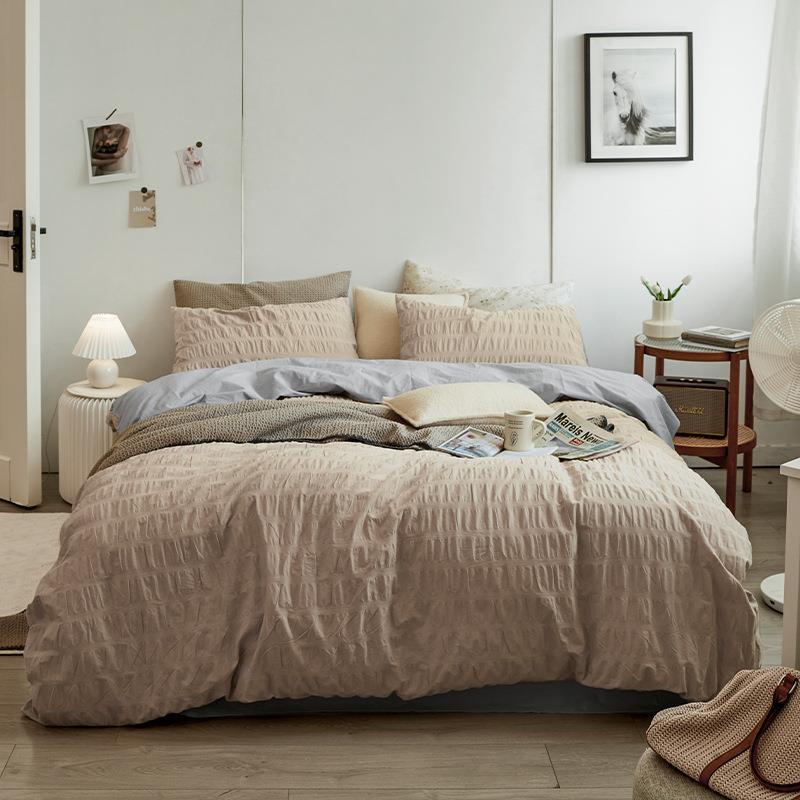 - Ever Lasting - Minimal Bubble Textured Bedding Set / Beige - Bedding Set - Ever Lasting
