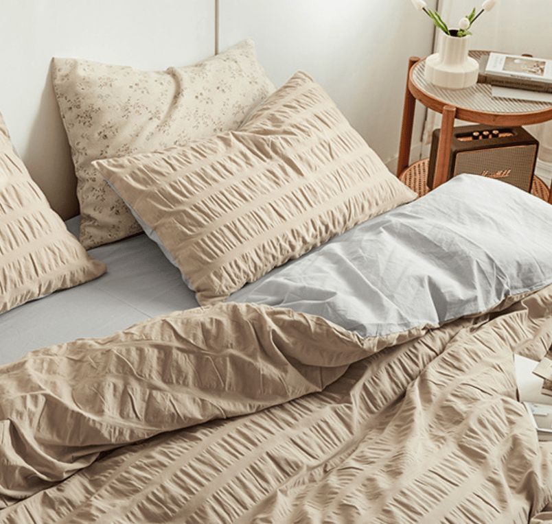 - Ever Lasting - Minimal Bubble Textured Bedding Set / Beige - Bedding Set - Ever Lasting