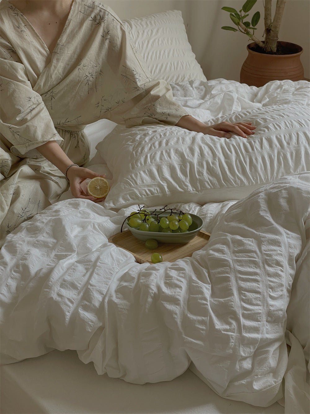 - Ever Lasting - Minimal Bubble Textured Bedding Set / Beige - Bedding Set - Ever Lasting