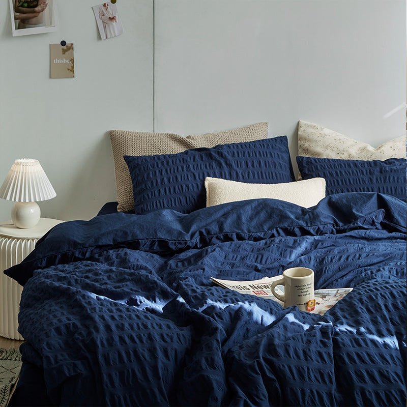 - Ever Lasting - Minimal Bubble Textured Bedding Set / Blue - Bedding Set - Ever Lasting