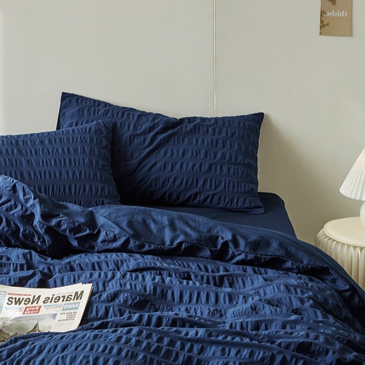 - Ever Lasting - Minimal Bubble Textured Bedding Set / Blue - Bedding Set - Ever Lasting