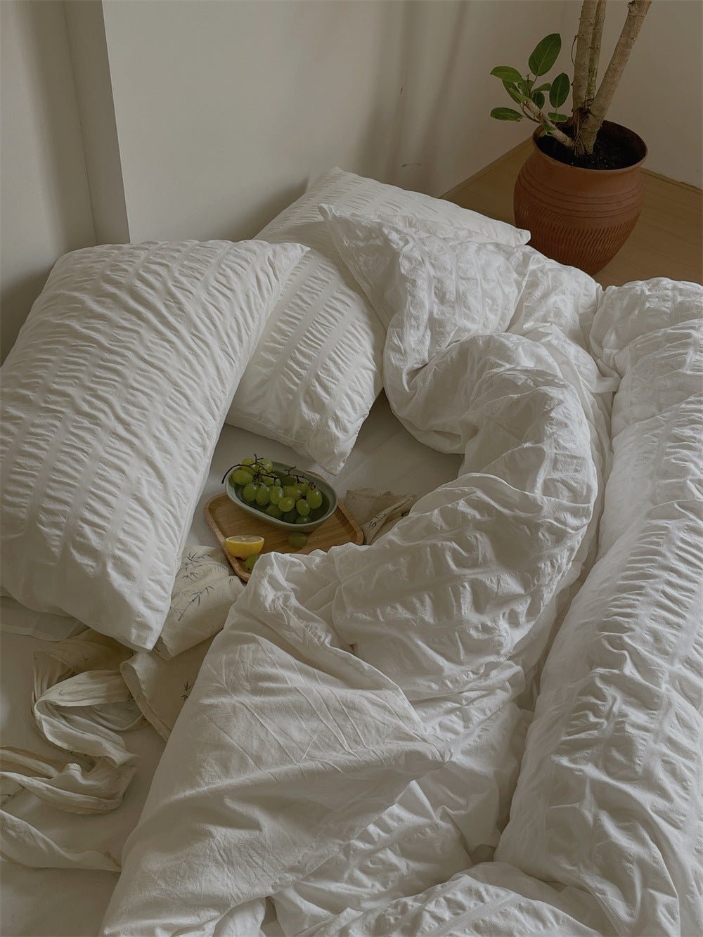 - Ever Lasting - Minimal Bubble Textured Bedding Set / White - Bedding Set - Ever Lasting