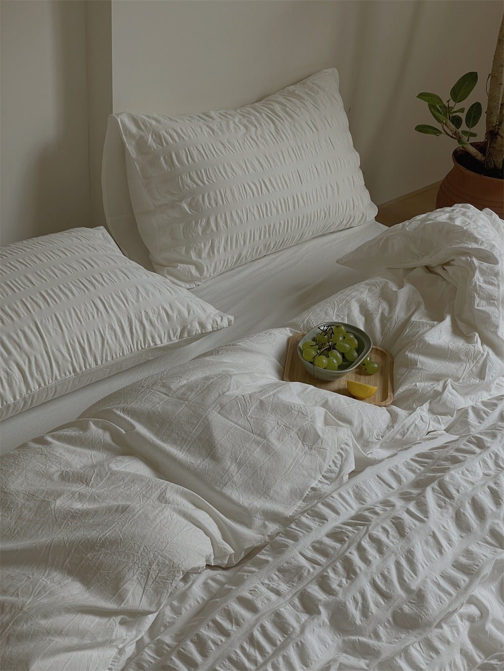 - Ever Lasting - Minimal Bubble Textured Bedding Set / White - Bedding Set - Ever Lasting