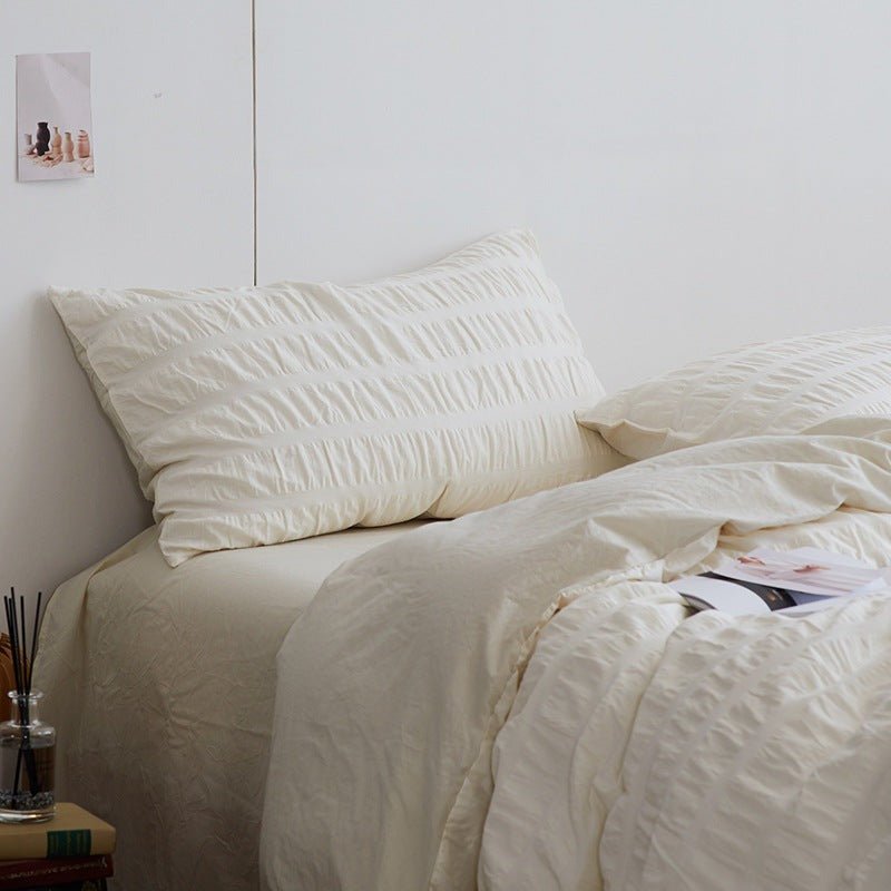 - Ever Lasting - Minimal Bubble Textured Bedding Set / White - Bedding Set - Ever Lasting