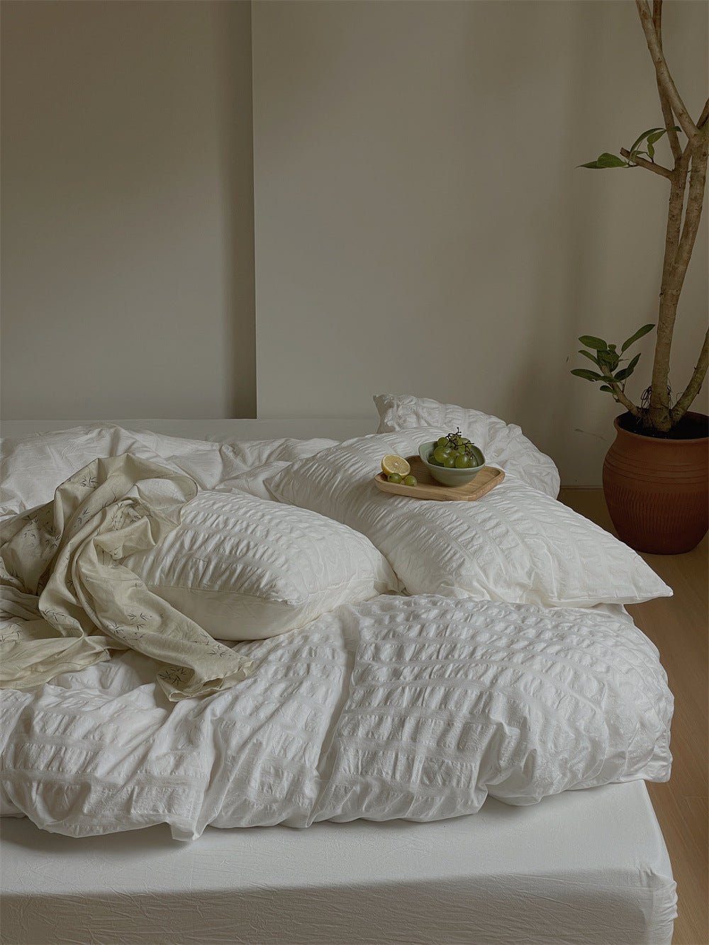 - Ever Lasting - Minimal Bubble Textured Bedding Set / White - Bedding Set - Ever Lasting