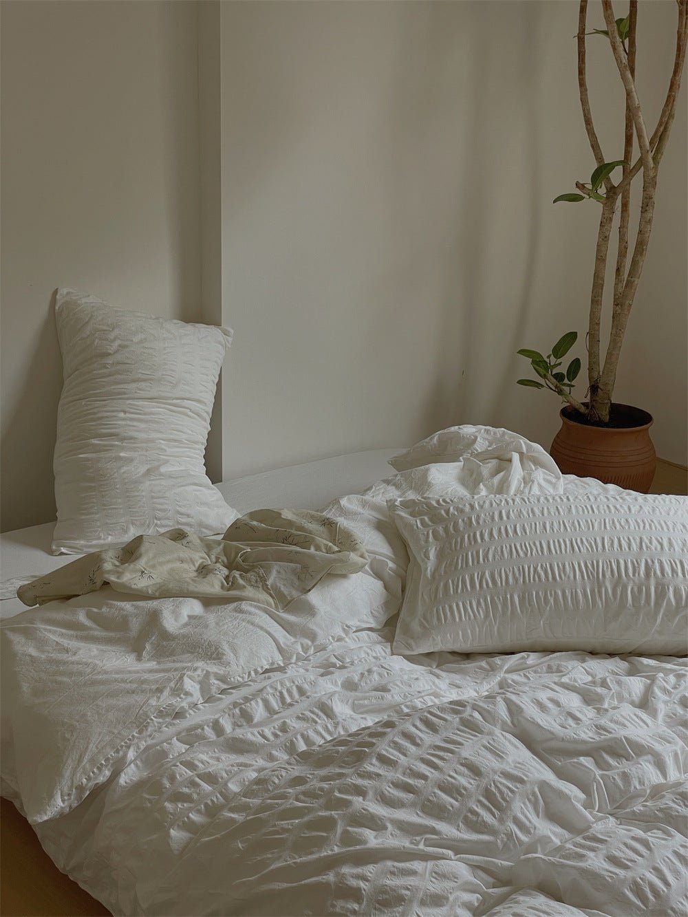 - Ever Lasting - Minimal Bubble Textured Bedding Set / White - Bedding Set - Ever Lasting