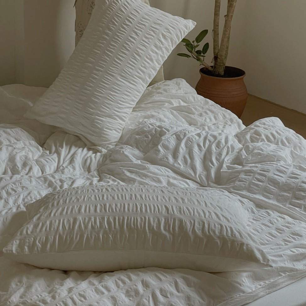- Ever Lasting - Minimal Bubble Textured Bedding Set / White - Bedding Set - Ever Lasting