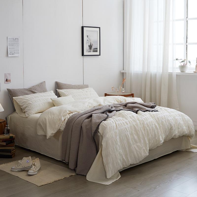 - Ever Lasting - Minimal Bubble Textured Bedding Set / White - Bedding Set - Ever Lasting