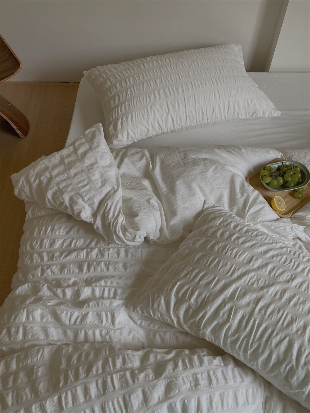 - Ever Lasting - Minimal Bubble Textured Bedding Set / White - Bedding Set - Ever Lasting