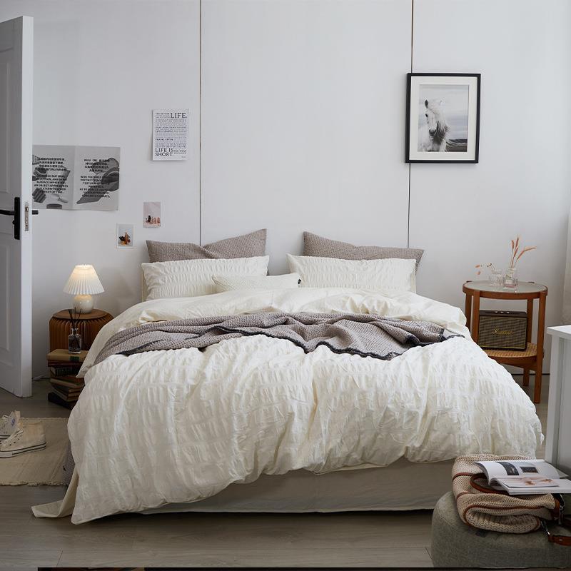 - Ever Lasting - Minimal Bubble Textured Bedding Set / White - Bedding Set - Ever Lasting