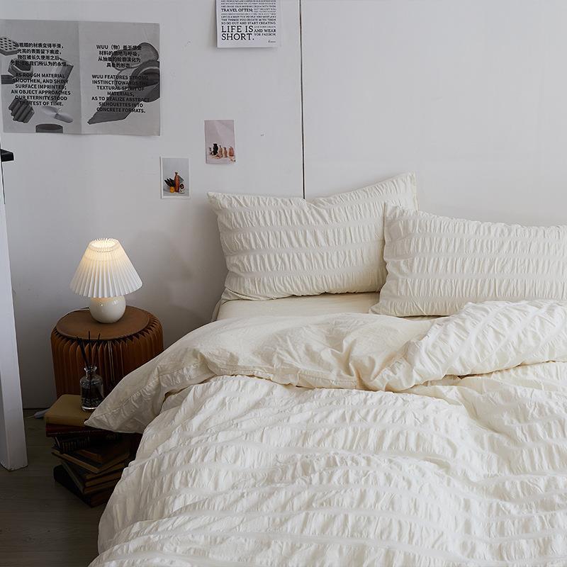 - Ever Lasting - Minimal Bubble Textured Bedding Set / White - Bedding Set - Ever Lasting