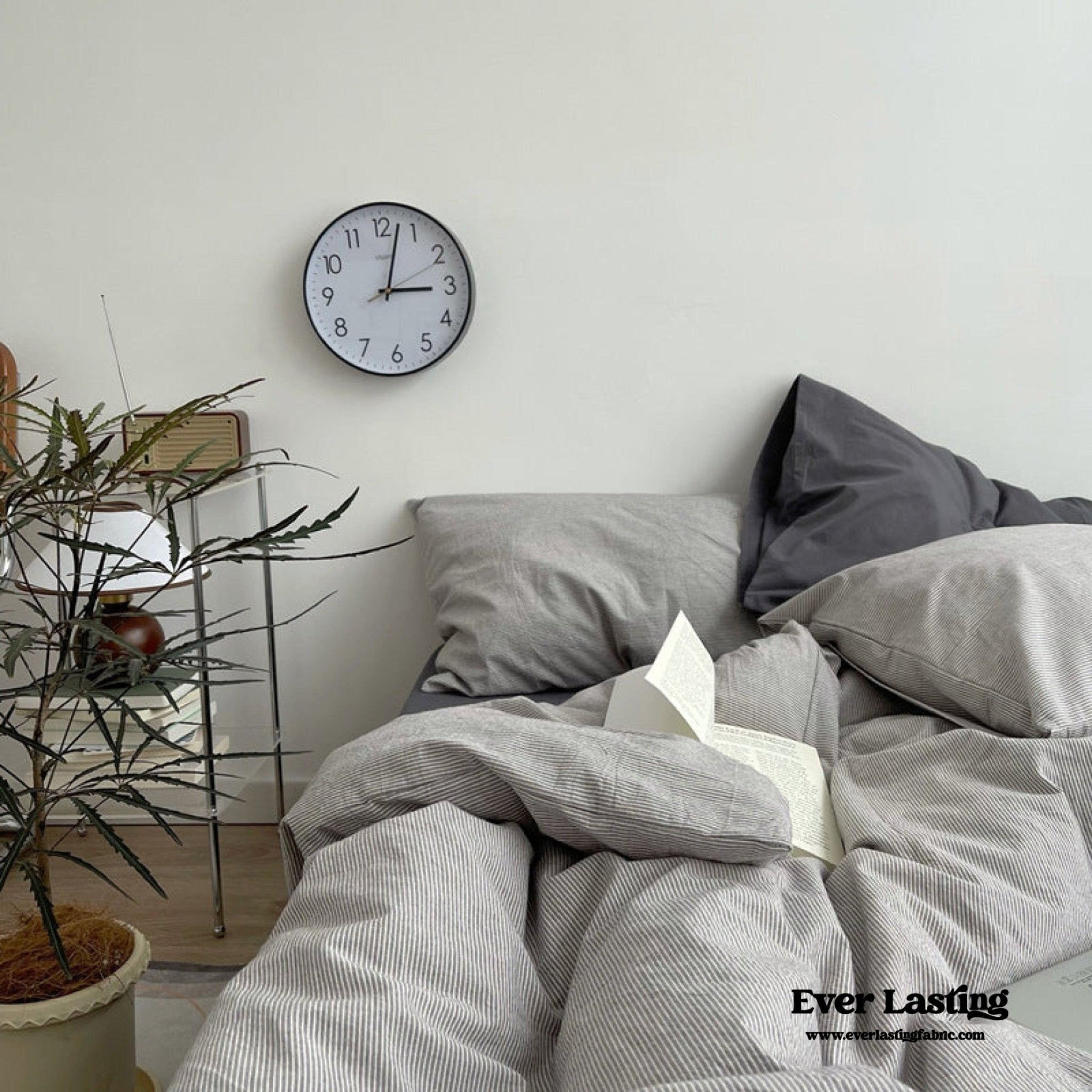 Minimal Mixed Gingham Bedding Set / Gray - Ever Lasting