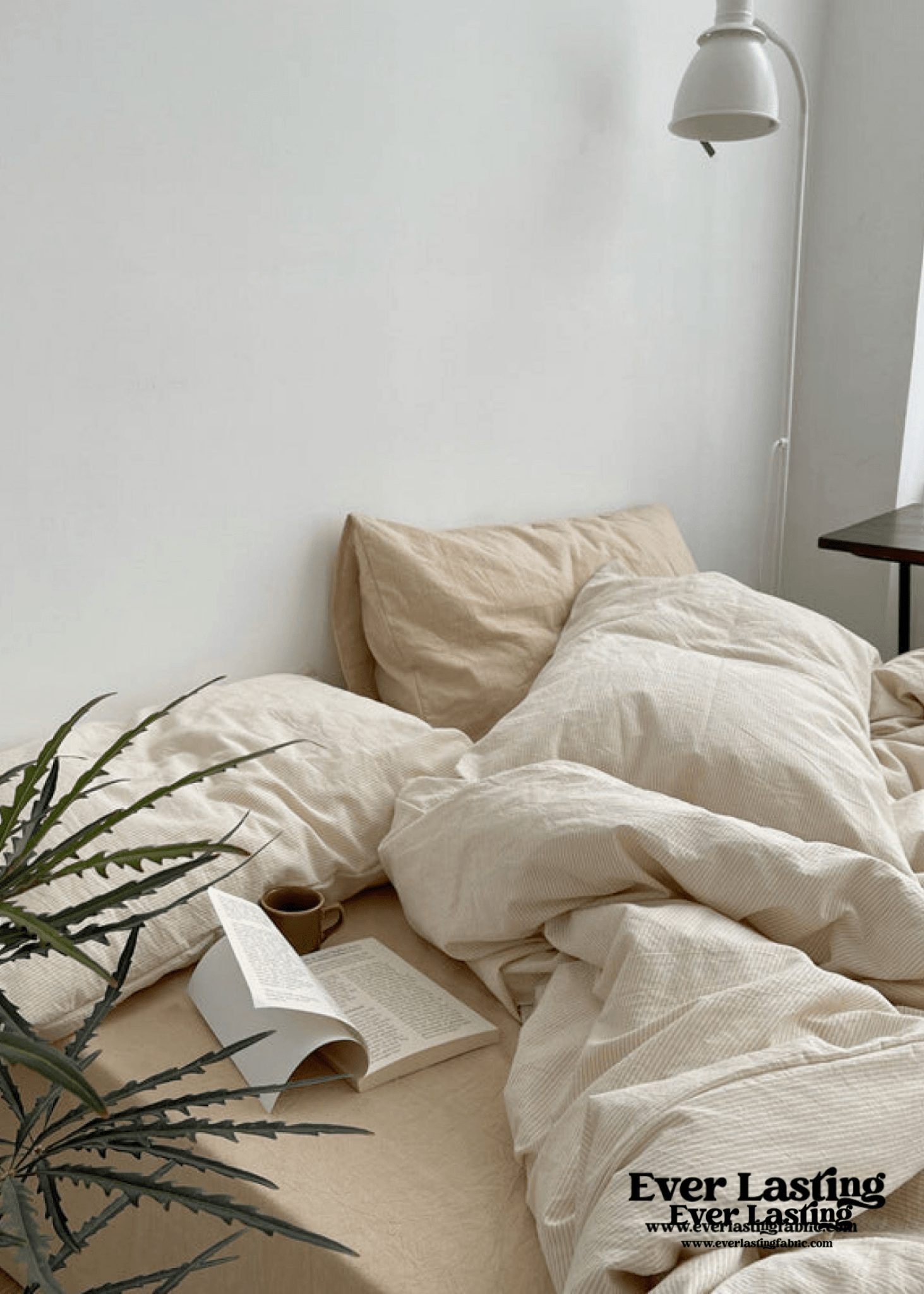 Minimal Mixed Gingham Bedding Set / White - Ever Lasting