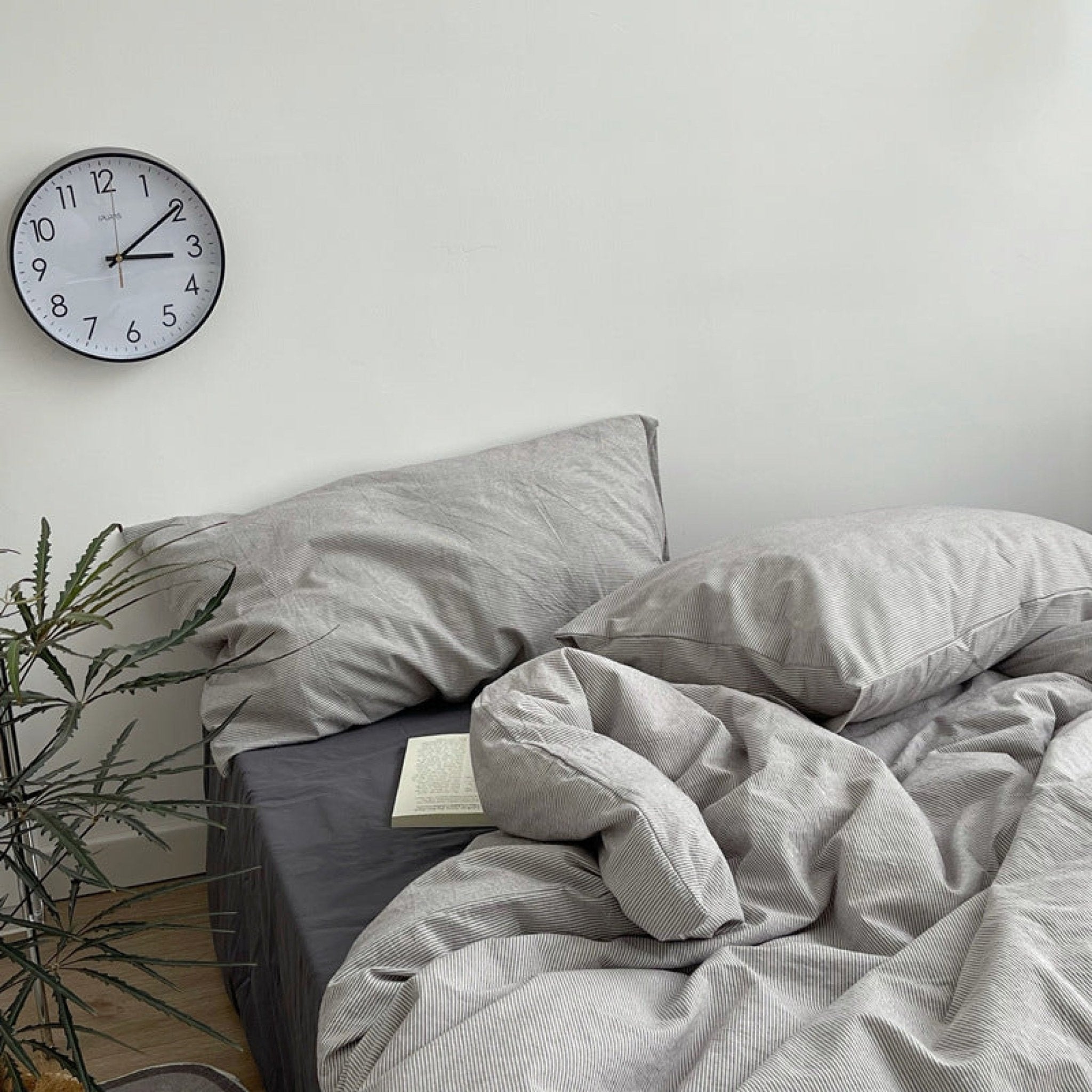 Minimal Mixed Gingham Bedding Set / White - Ever Lasting