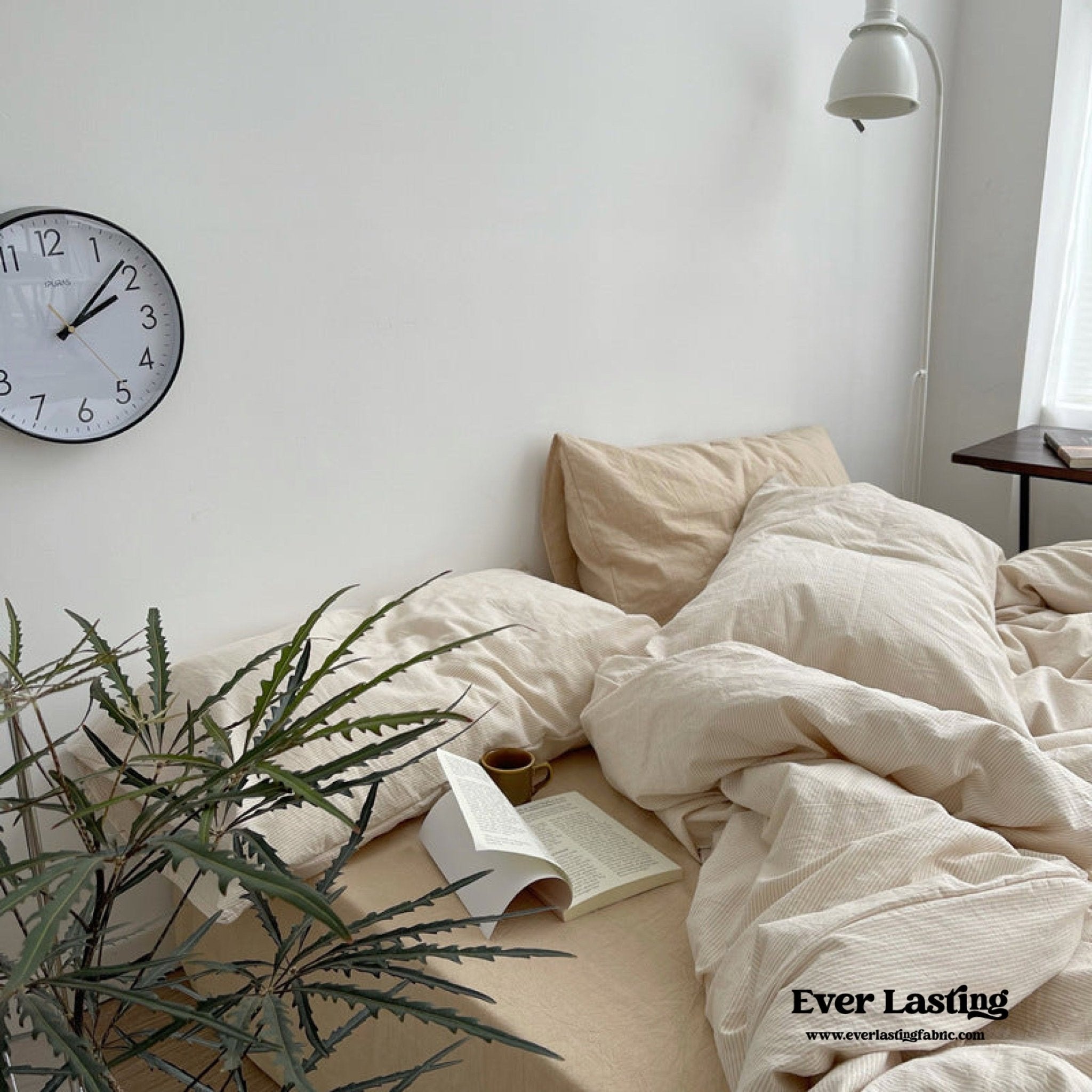 Minimal Mixed Gingham Bedding Set / White - Ever Lasting