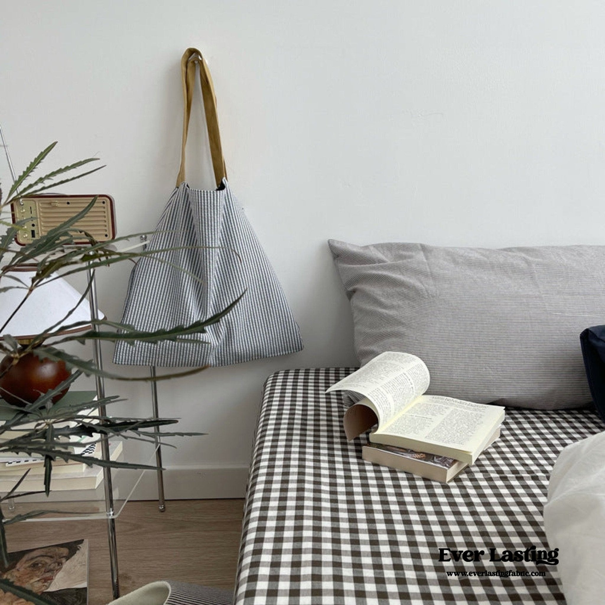 Minimal Mixed Gingham Bedding Set / White - Ever Lasting