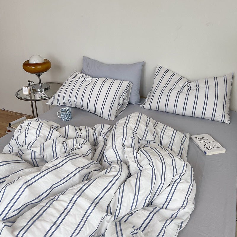 - Ever Lasting - Minimal Stripe Bedding Set / Blue (Final Sale) - Bedding Set - Ever Lasting