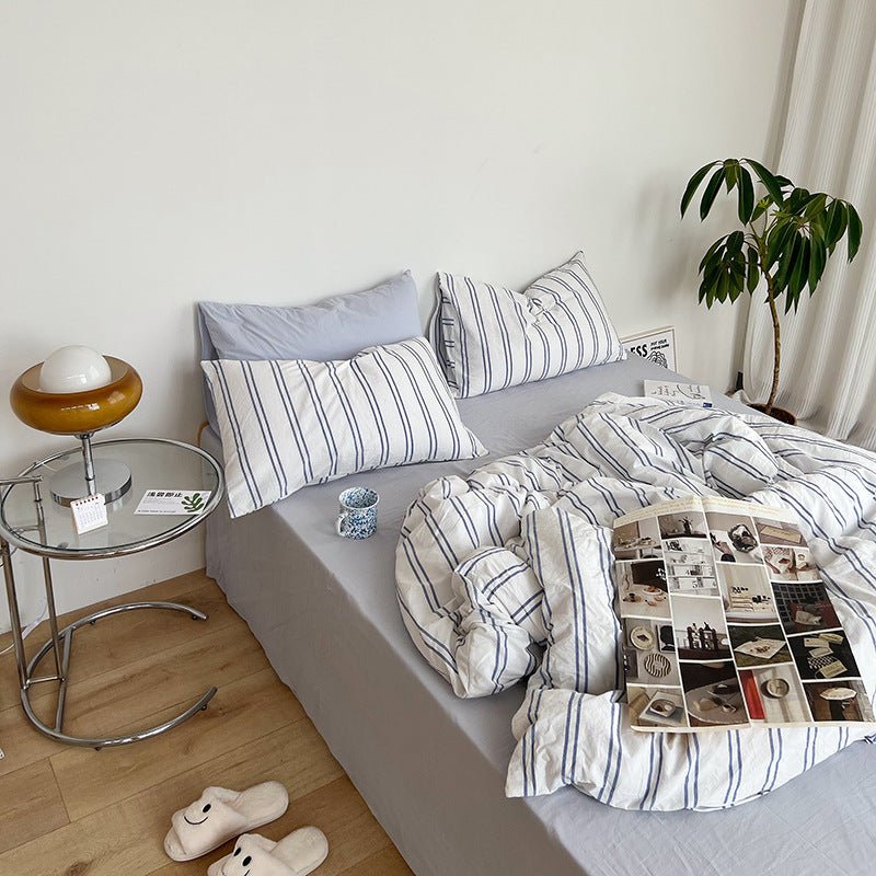 - Ever Lasting - Minimal Stripe Bedding Set / Blue (Final Sale) - Bedding Set - Ever Lasting
