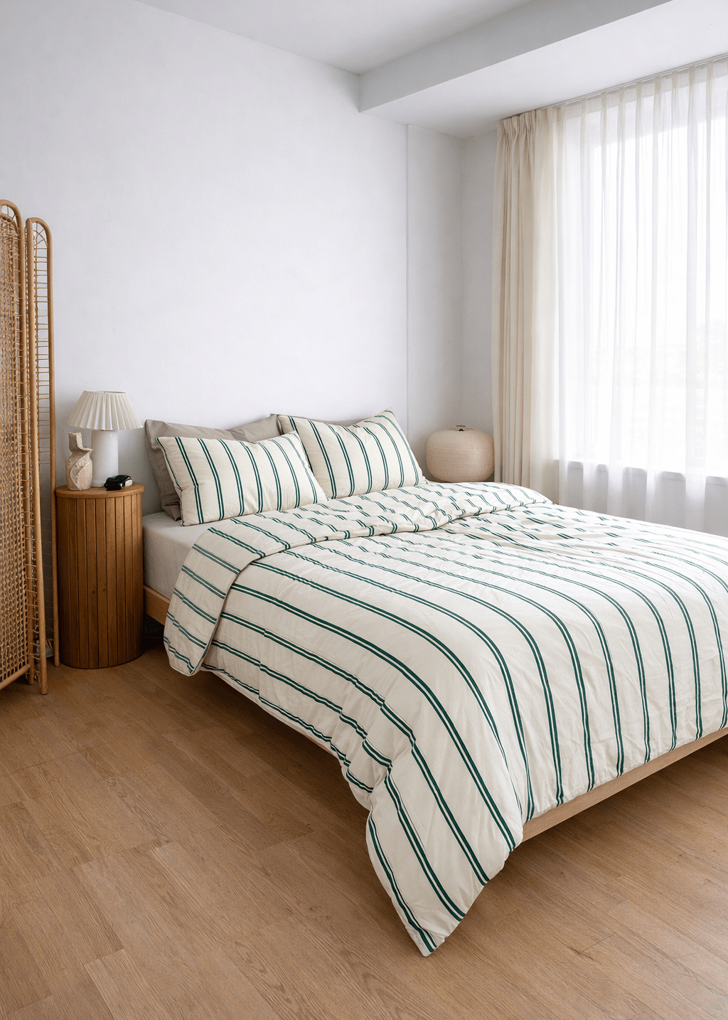 - Ever Lasting - Minimal Stripe Bedding Set / Green - Bedding Set - Ever Lasting