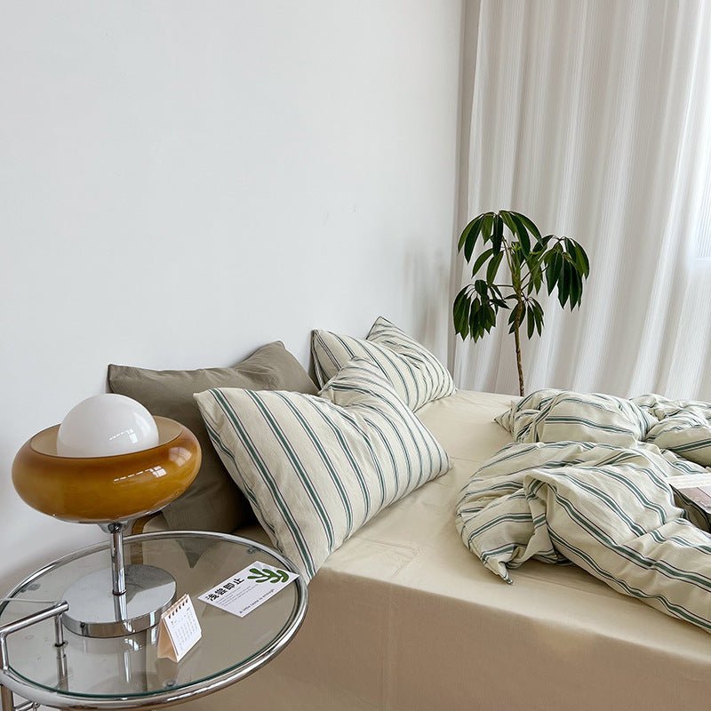 - Ever Lasting - Minimal Stripe Bedding Set / Green - Bedding Set - Ever Lasting