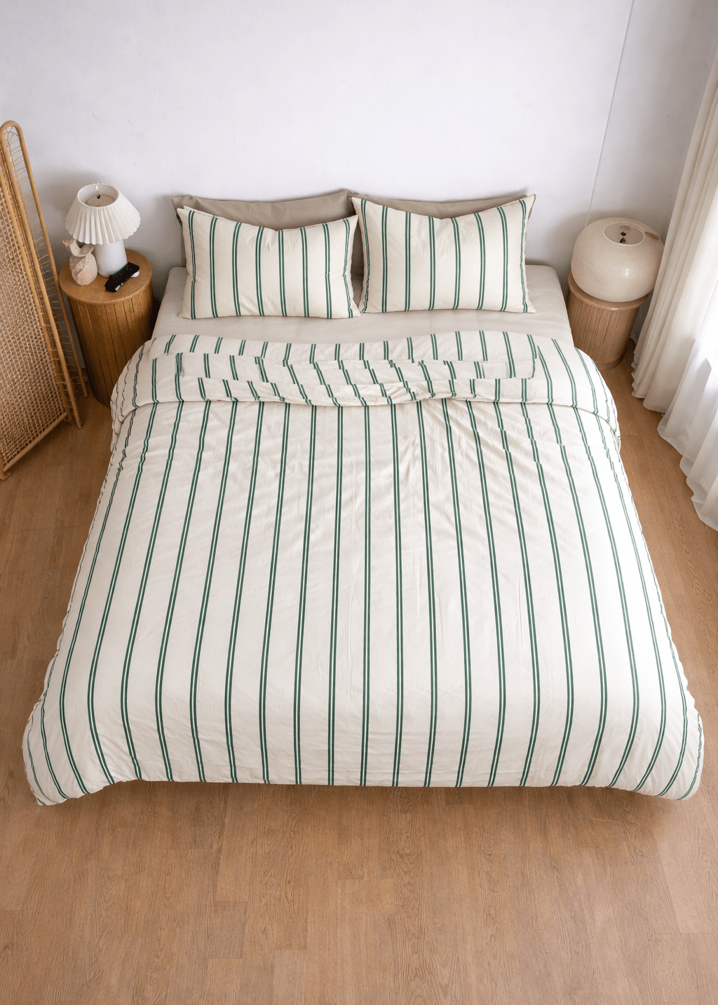 - Ever Lasting - Minimal Stripe Bedding Set / Green - Bedding Set - Ever Lasting