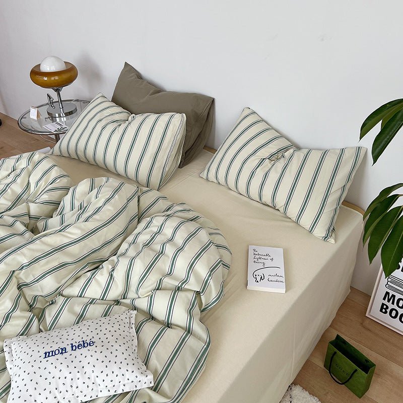 - Ever Lasting - Minimal Stripe Bedding Set / Green - Bedding Set - Ever Lasting