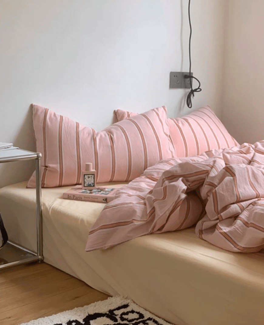 - Ever Lasting - Minimal Stripe Bedding Set / Pink - Bedding Set - Ever Lasting