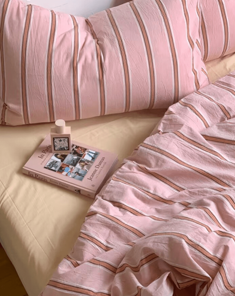 - Ever Lasting - Minimal Stripe Bedding Set / Pink - Bedding Set - Ever Lasting
