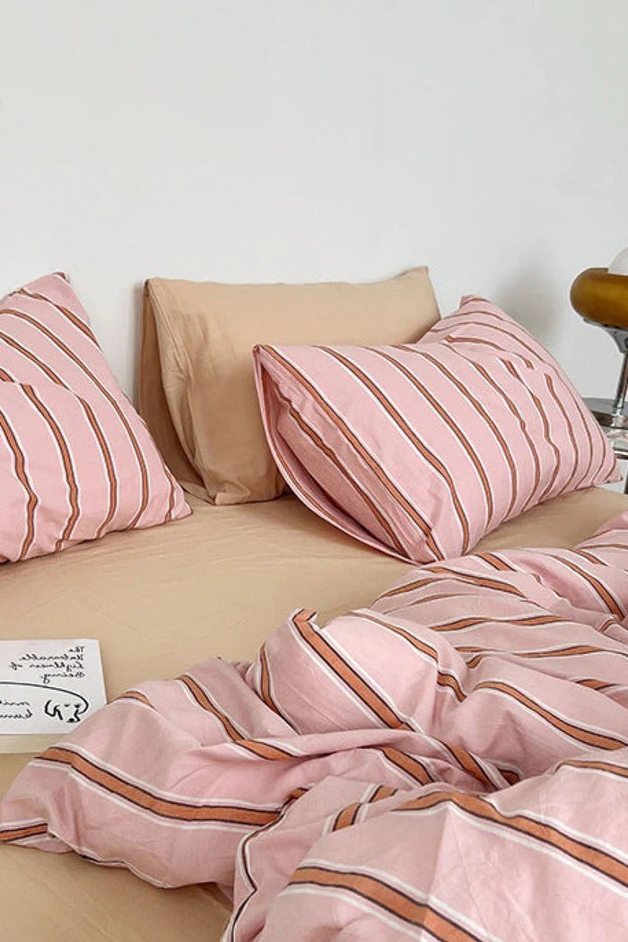 - Ever Lasting - Minimal Stripe Small Room Bedding Set / Pink - Bedding Set - Ever Lasting