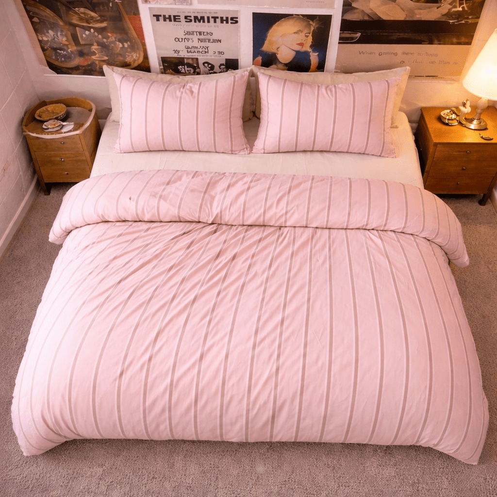 - Ever Lasting - Minimal Stripe Small Room Bedding Set / Pink - Bedding Set - Ever Lasting