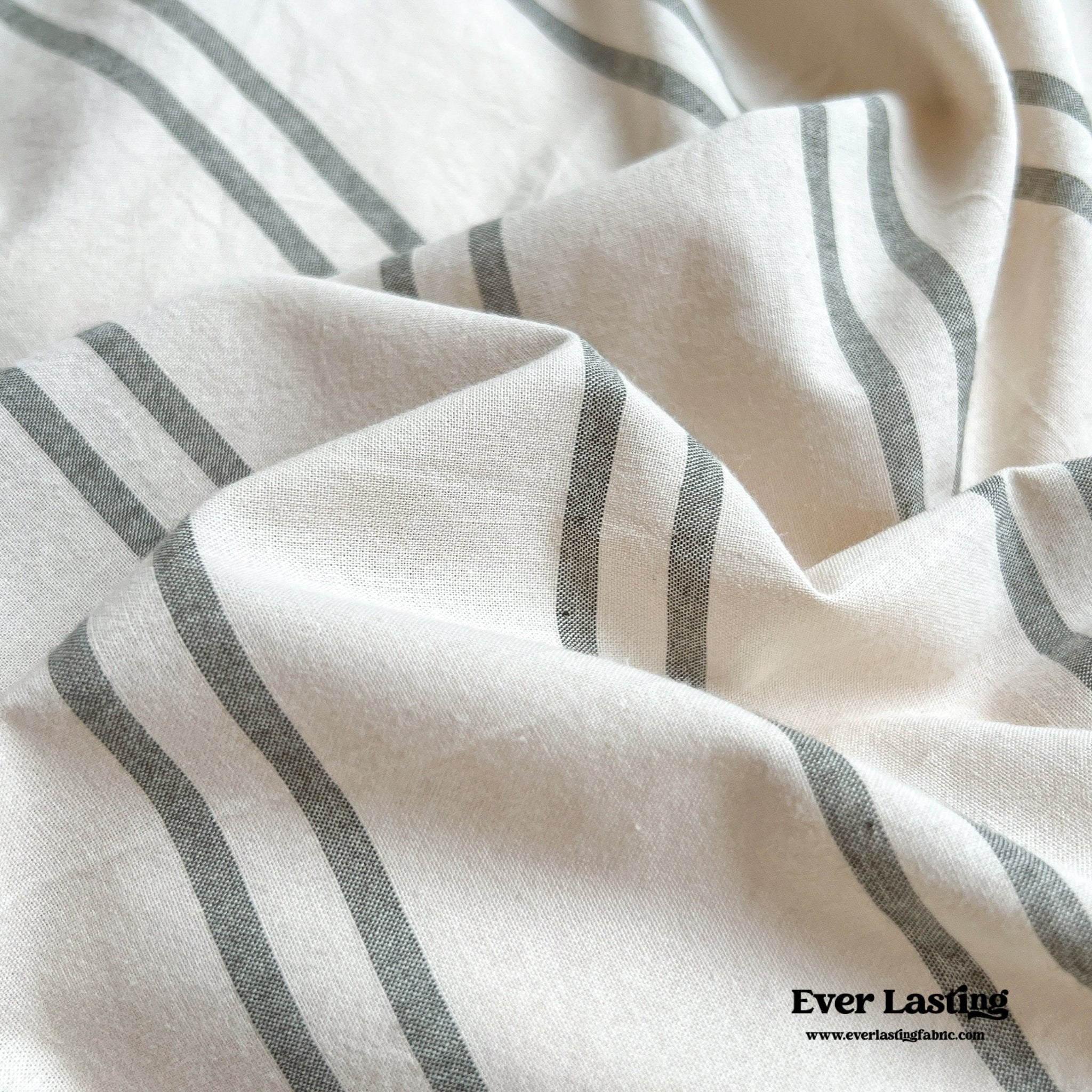 Minimal Vintage Stripe Bedding Set / Forest Green - Ever Lasting
