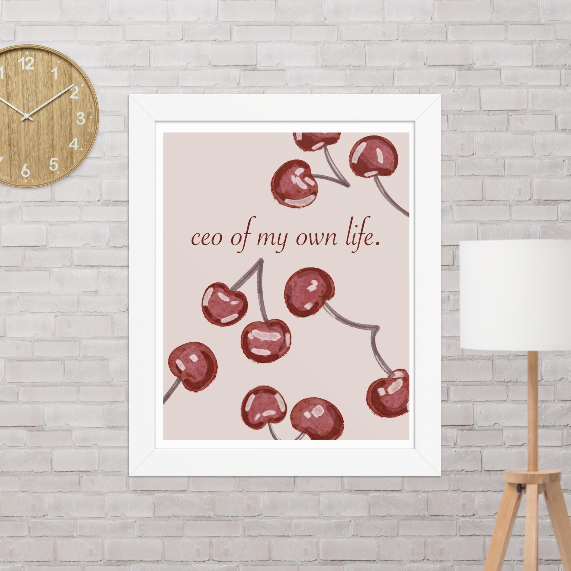 Minimalist Cherry Retro Framed Poster - Ever Lasting