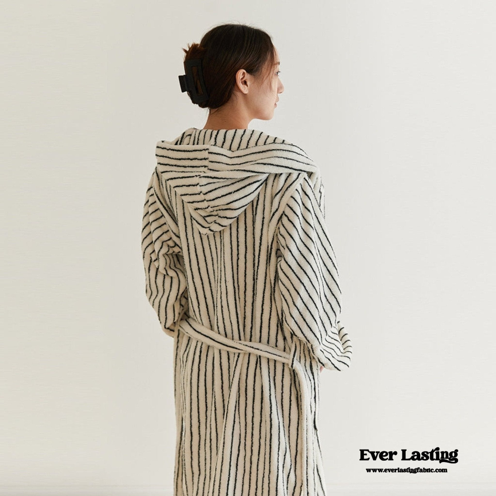 Minimalist Thin Striped Hooded Bathrobe - Ever Lasting