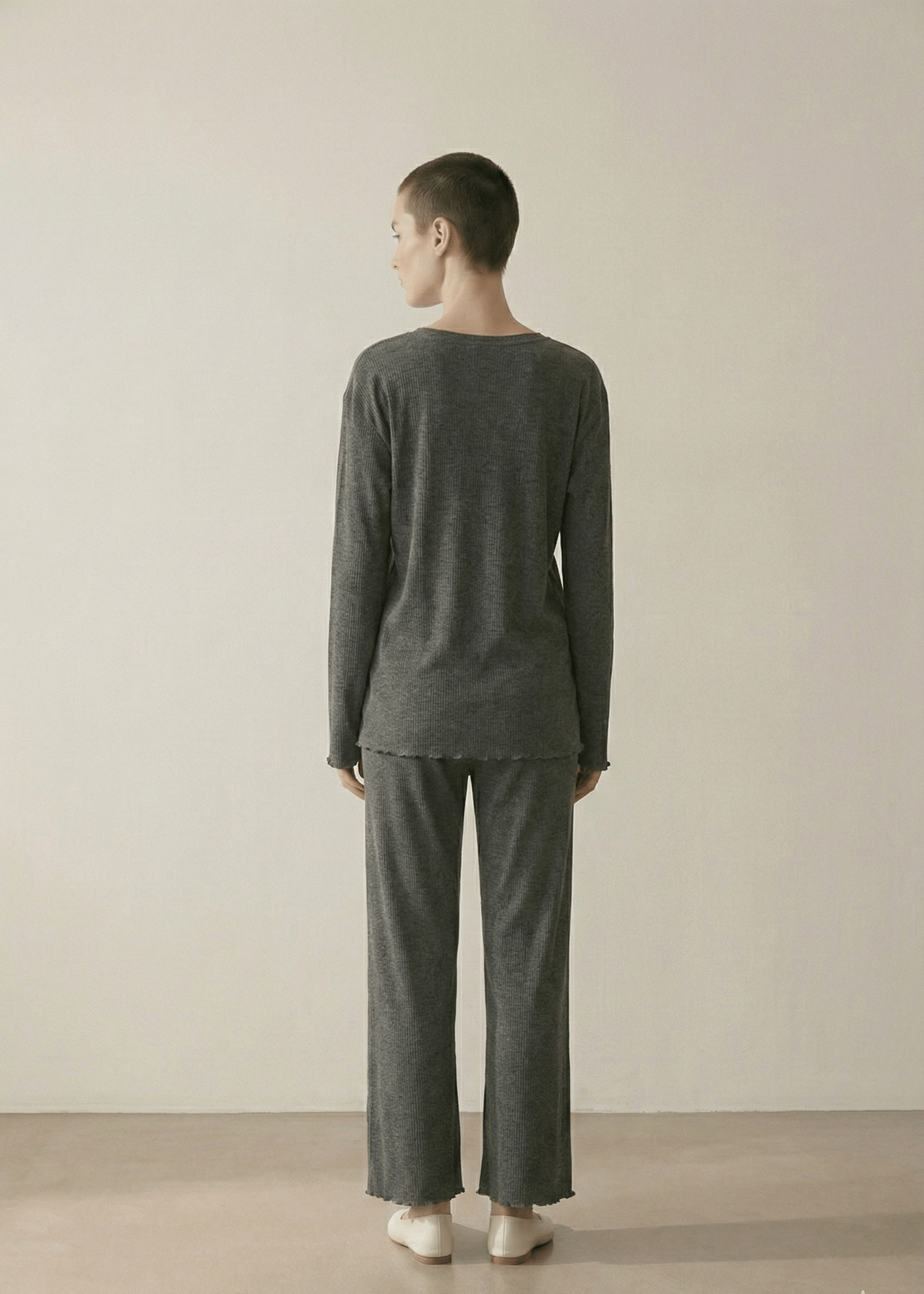 - Ever Lasting - Mira Soft Brushed Knit Lounge Set / Deep Charcoal Gray - Pajamas - Ever Lasting