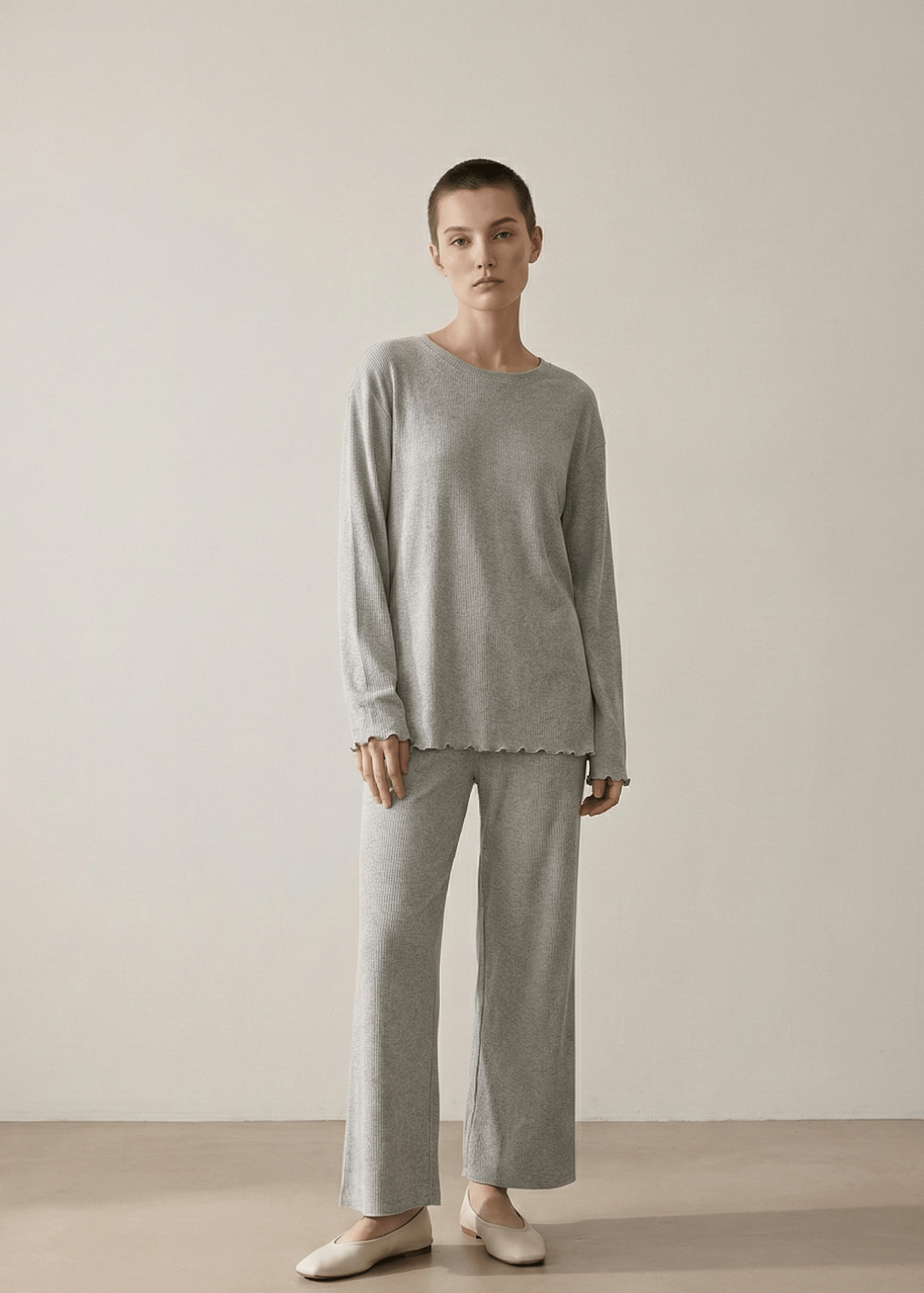 - Ever Lasting - Mira Soft Brushed Knit Lounge Set / Deep Charcoal Gray - Pajamas - Ever Lasting